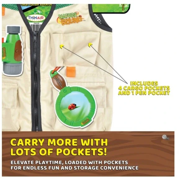 NEW Kids Nature Explorer Vest with Pockets - Picture 3 of 4